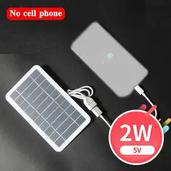 Panel Solar portátil con salida USB, cargador de batería para teléfono móvil, Banco de energía para acampar al aire libre, 5V, 2W