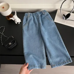 Girls Jeans Long Trousers Kids Pants Cotton 2024 Fashion Spring Autumn Baby's Teenagers Sport High Quality Children's Clothing