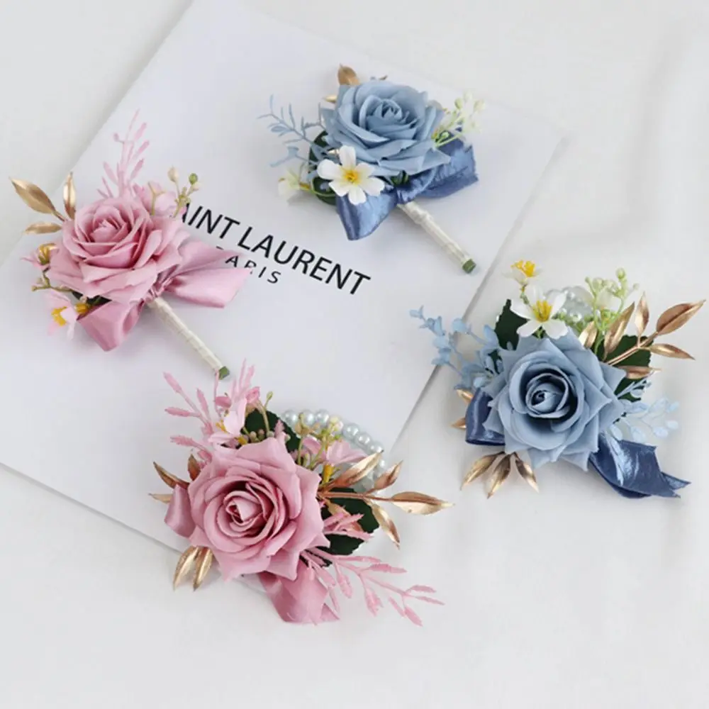 

Fashionable Bridegroom-bride Corsage Romantic European Style Wedding Boutonniere Delicate Artificial Flower Hand Flowers