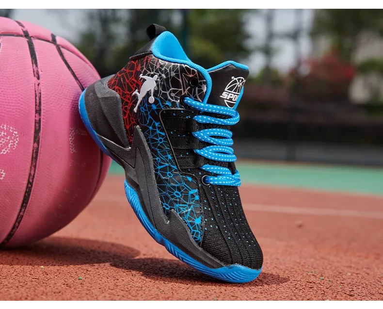 Kinder-Basketballschuhe, rutschfest, atmungsaktiv, Basketball-Trainings-Sneaker, Schnür-Basketballstiefel für Jungen und Mädchen, Sportschuhe – Detail 13