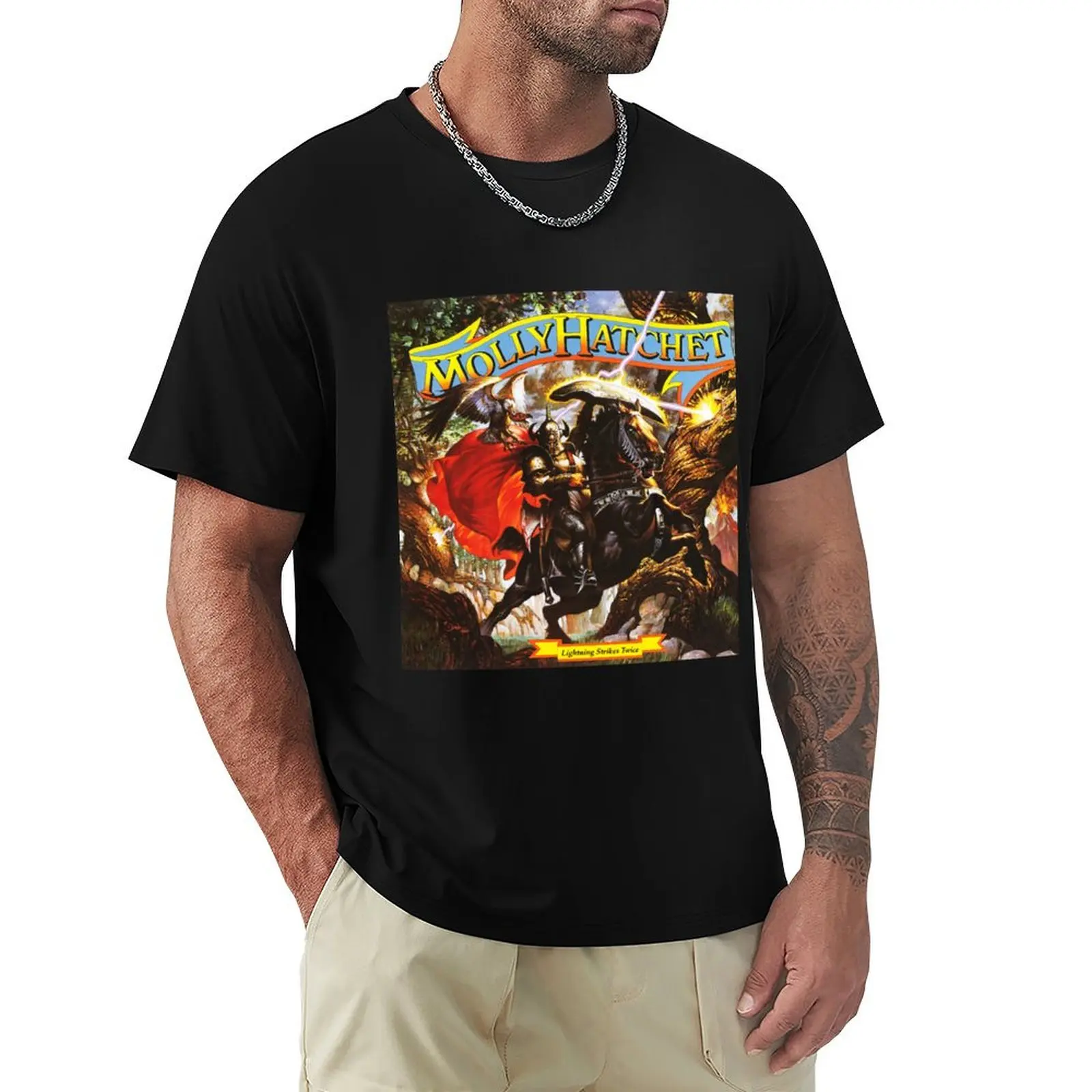 molly hatchet lightning strikes 2021 kakakatin T-Shirt shirts graphic tees cotton graphic tees funny t shirts men