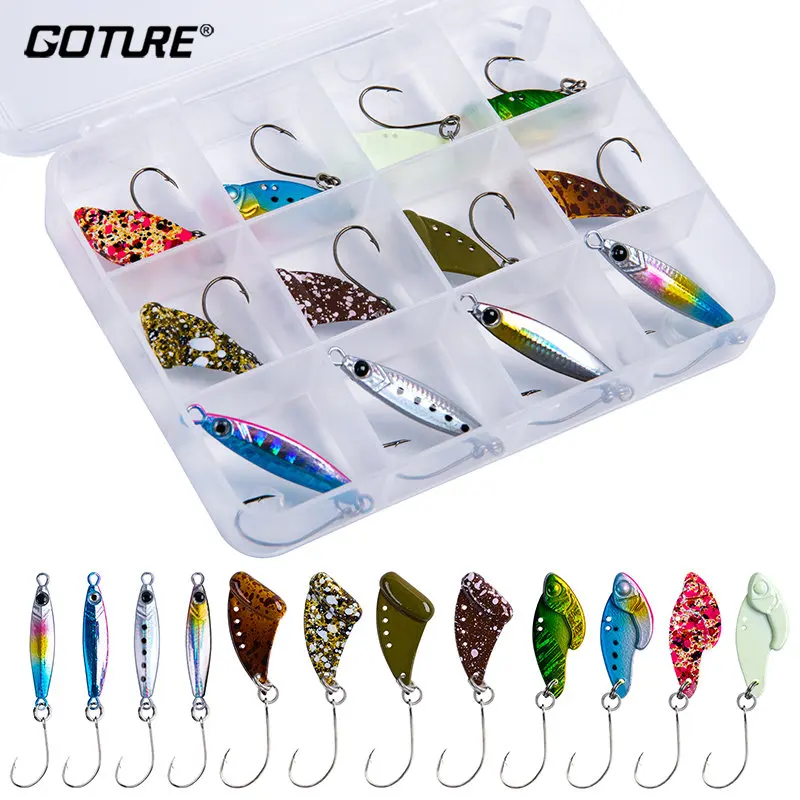 Goture 12pcs/set VIB/Jig Fishing Lures Kit 3Types Multiple Modes Lead Bait for Carp Fishing Quick Start Winter Fishing Lure  Set