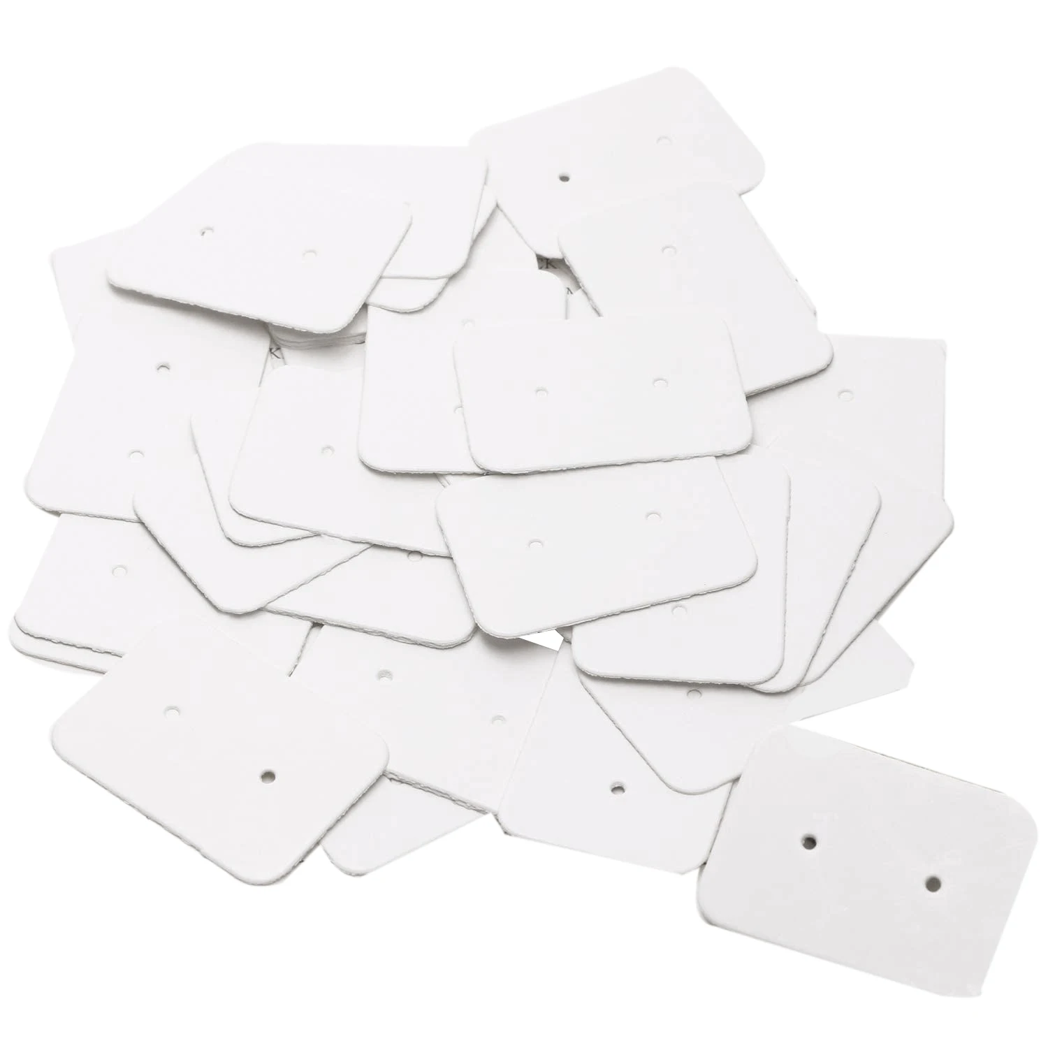 50 Uds. De pendientes pequeños de papel Kraft en blanco, tarjetas de exhibición para pendientes, etiqueta de precio, soporte para tarjetas de joyería, 3,5x2,5 cm (blanco)