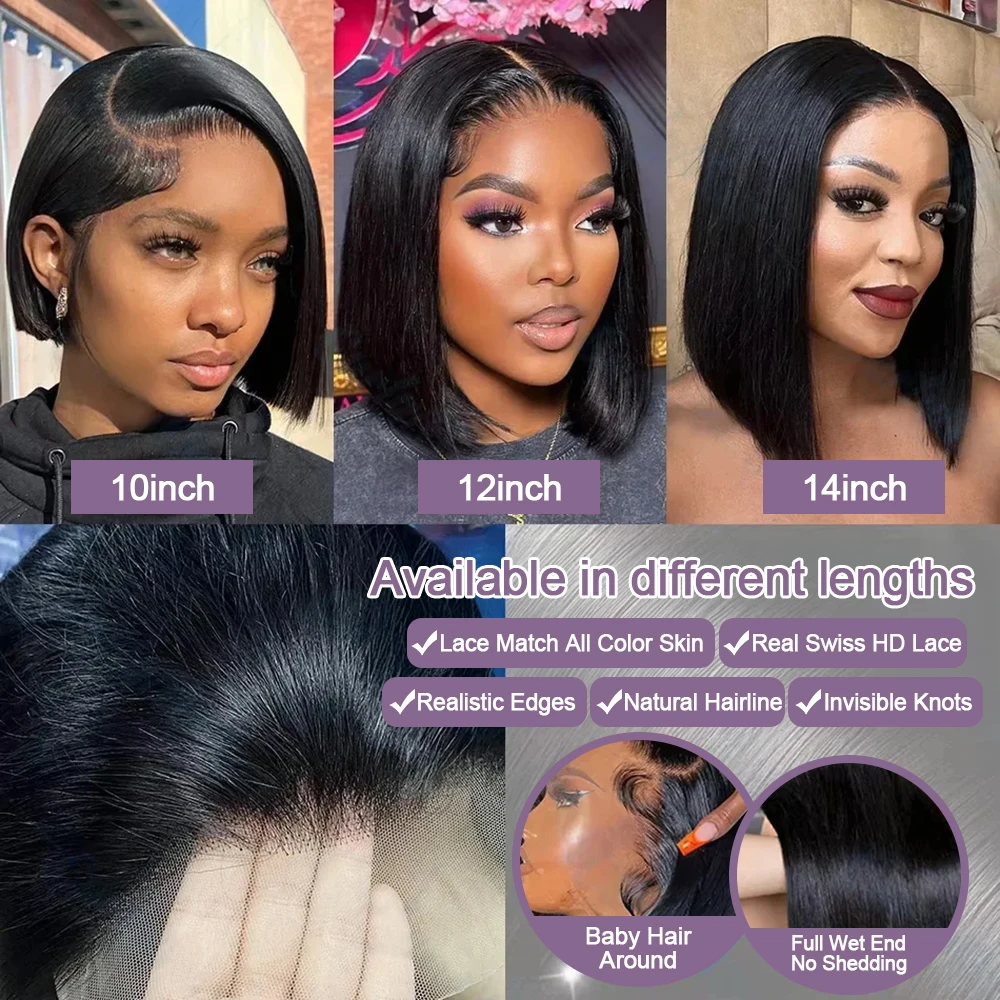 100 شعر الإنسان بوب الباروكات غلويليس HD نصف الدانتيل شعر مستعار أمامي أمامي قصير مضفر العظام مستقيم الفيتنامية للبيع متعدد فراق