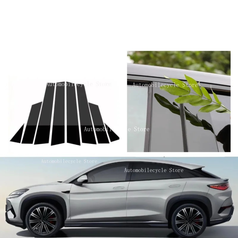 8PCS Glossy Black Pillar Posts Fit For  Nissan Qashqai J11 2016 2017 2018 2019 -2022 Window Moulding B C Center Sticker Cover