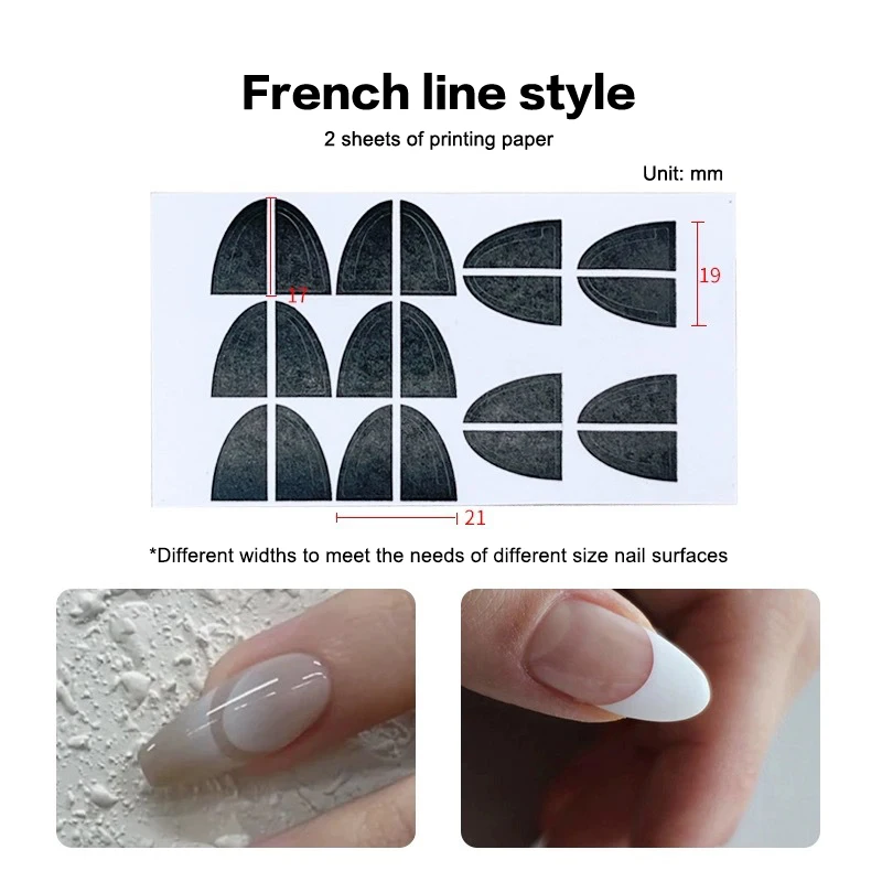 2 Sheets French Strip Line Nail Art Form Fringe Tip Guides Oblique Spray Template Stickers Creative Stencil DIY Manicure Tools