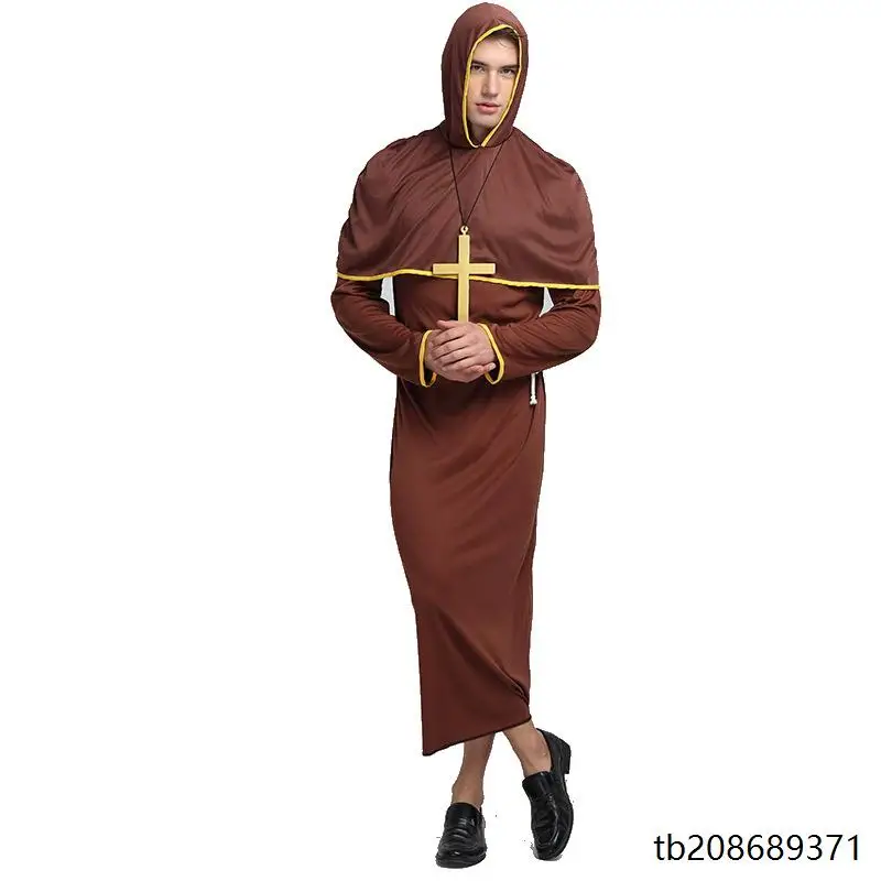 Loween Cosplay prêtre Costume Performance Par mascarade bal renaissance parrain nonne habitude scène Performance Costume