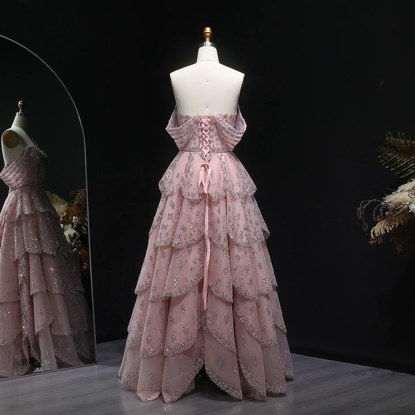 Sharon Said Luxuriöses Rüschen-Ballkleid in Rosa, Elegantes Gelbes Abendkleid, Formelles Ballkleid 2026 für Damen, Hochzeitsfeier, SS612, Maßanfertigung – Detail 24