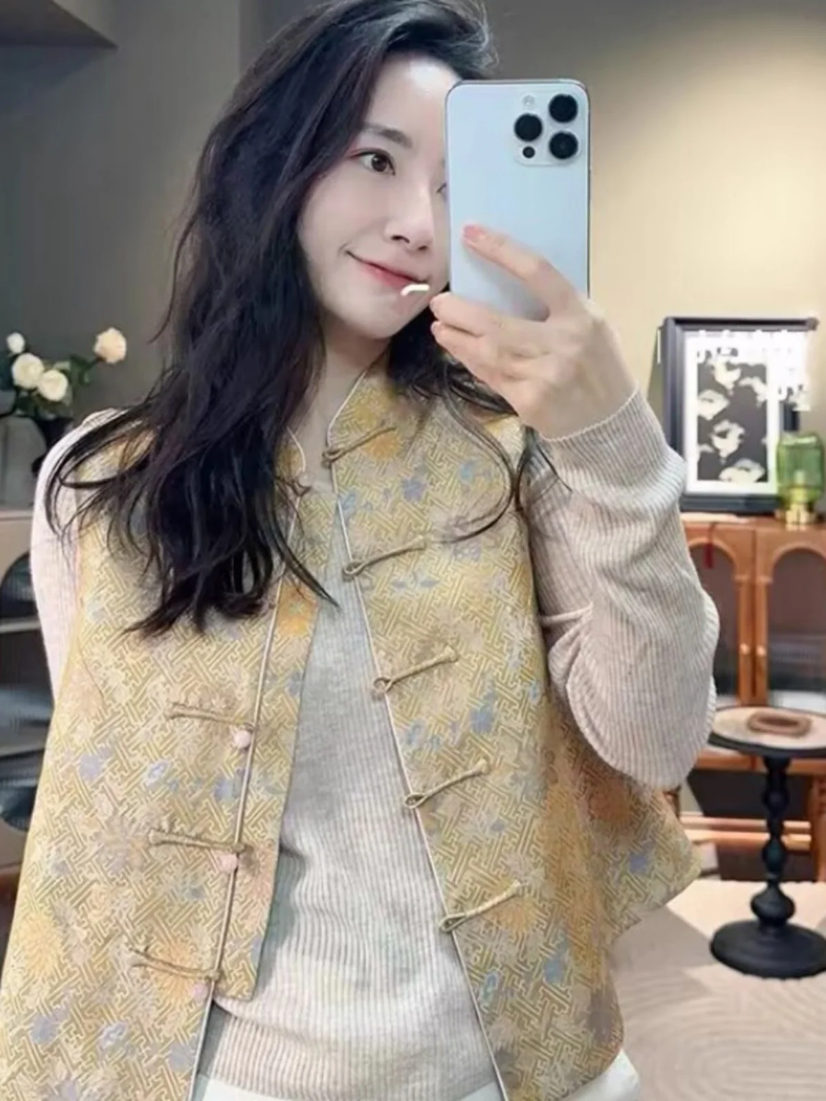 

Новый китайский жилет с вышивкой, женский высококачественный воротник-стойка на пуговицах, маленький размер, костюм Тан, топ