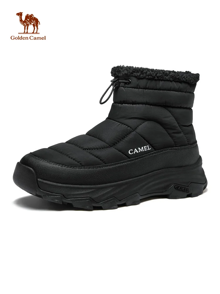 Golden Camel Snow Boots for Men Women Fleece Lined Warm Winter Shoes Water Repellent Non-slip Lightweight Casual Cotton Shoes