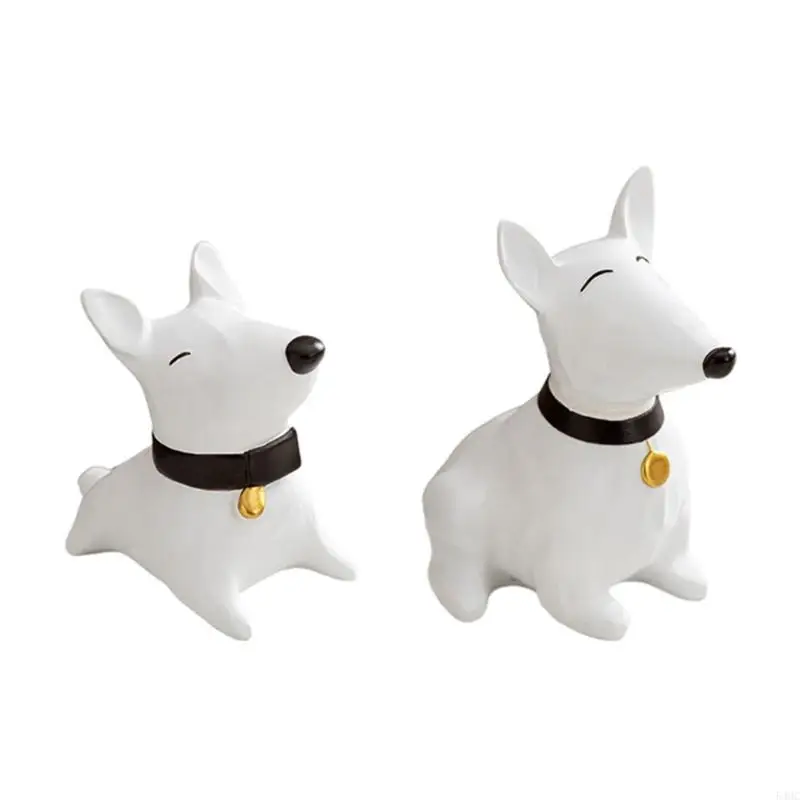 Puppy Ornament Dog with Collar Resins Statue for Tabletop and Shelf Display