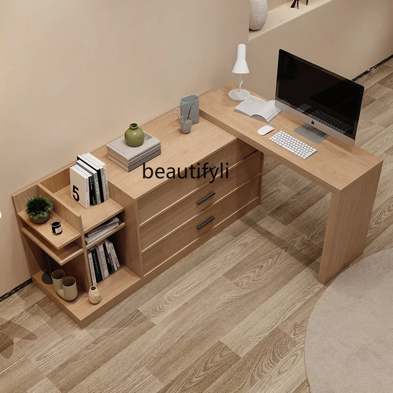 

chest desk integrated walnut floor storage chest retractable table