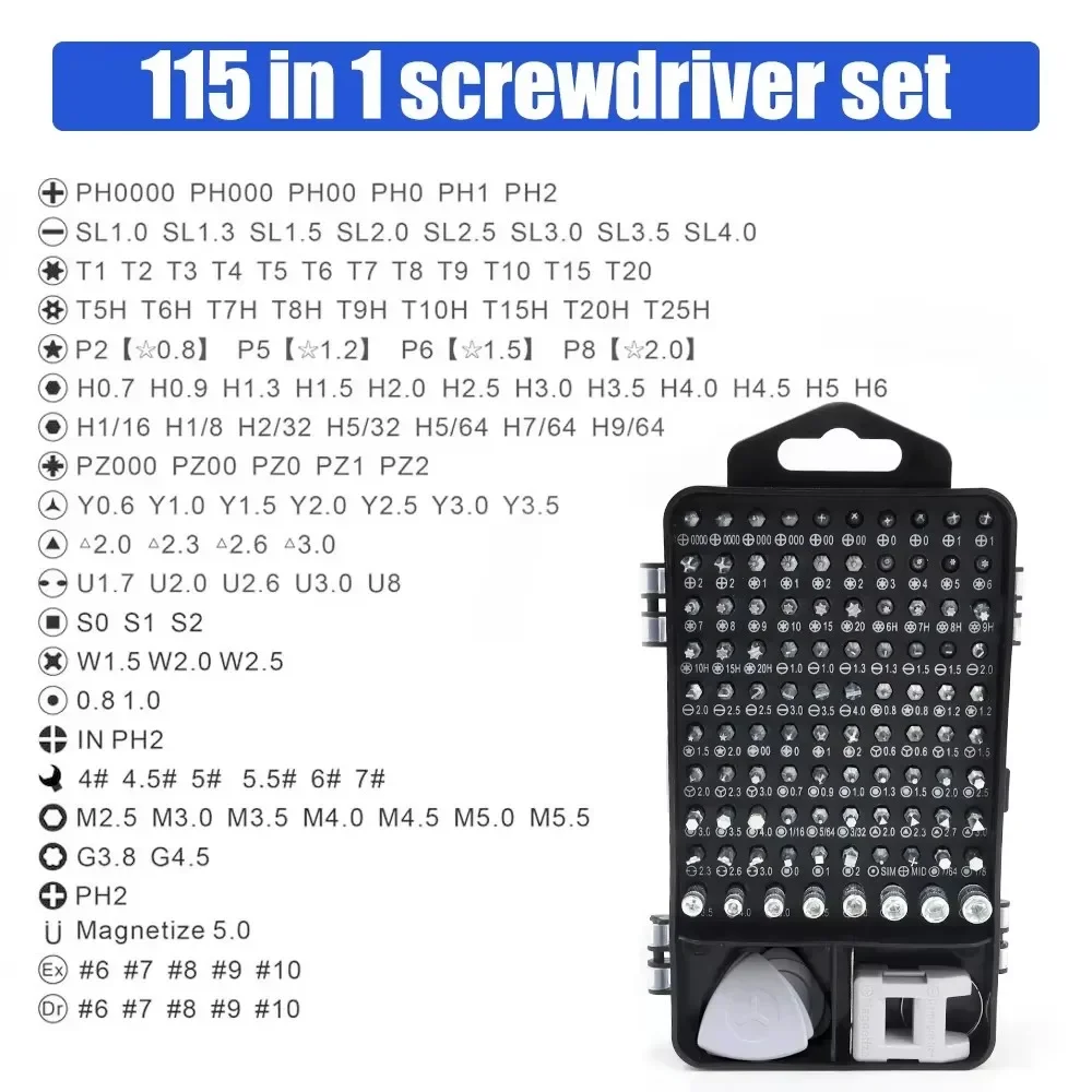 115 in 1 Precision Screwdriver Set Multi-bits Screwdriver Professional Electronics Repair Tool Kit for Laptop Phone Computer