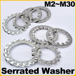 304 Stainless Steel External and Internal Serrated Washers Stop Shakeproof Star Internal or External Toothed Lock Gaskets M2~M30