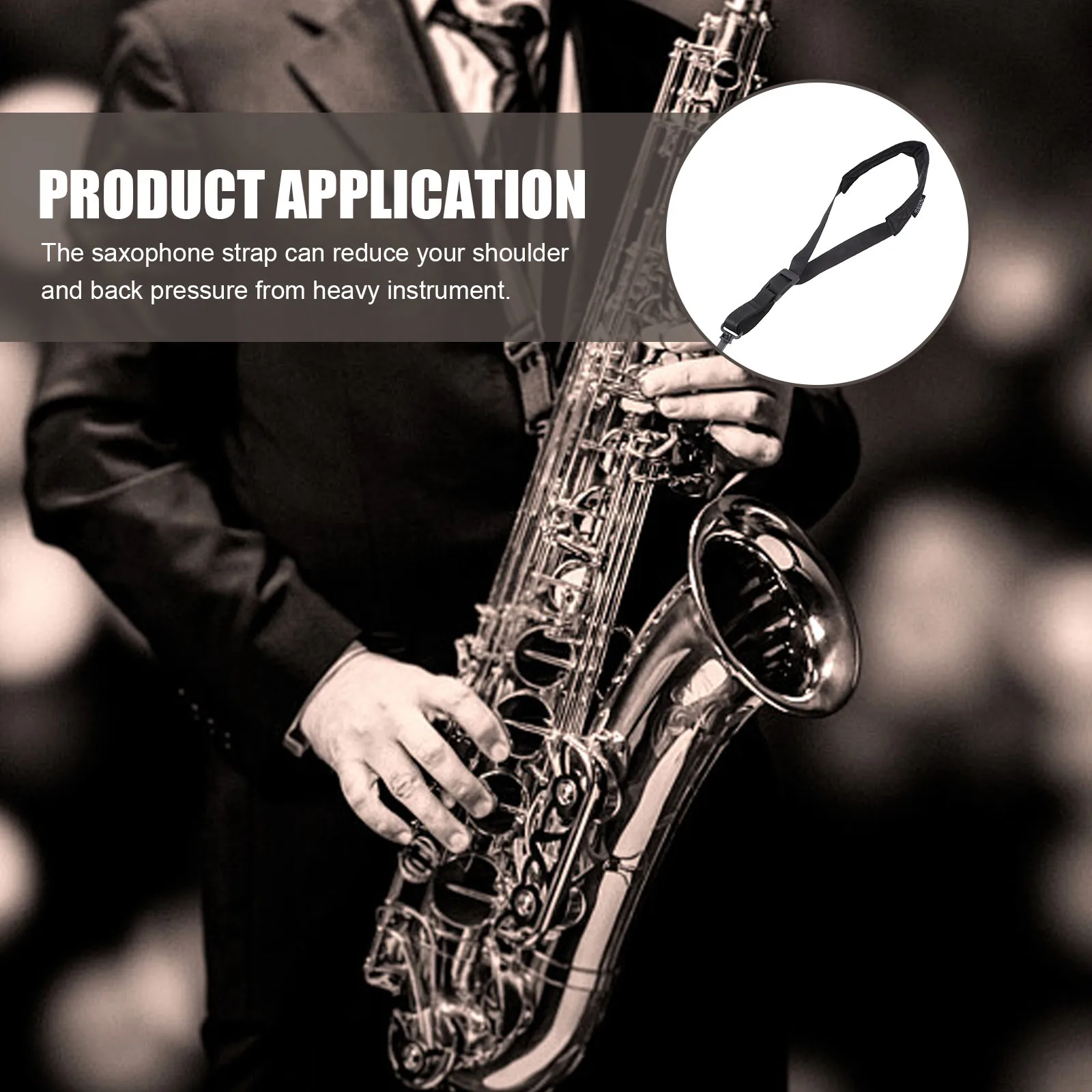 

Thickened Cotton Neck Strap Saxophone Padded Straps Adjustable Harness Tenor for