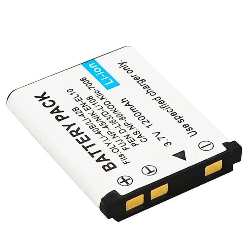 Rechargeable Lithium Battery 3.7V 1200mAh Li-40B Li 40B Li-42B Li 42B Battery For NP-45 NP 45 NP 45A 45B 45S EN-EL10 1Pcs