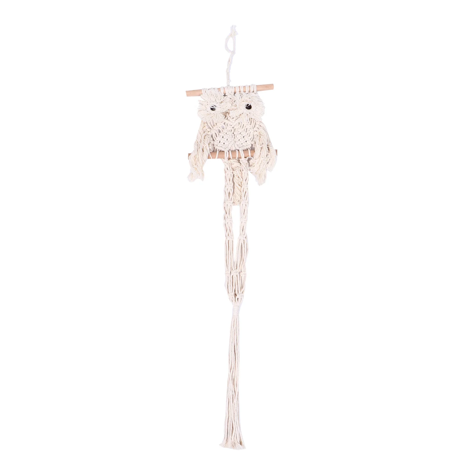 

Nordic Style Hand Knitted Owl Hanging Basket For Flowerpot Wall Decoration Macrame Plant Hanger Creative Rope Basket With Wooden