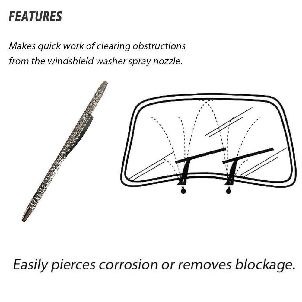 Cleaner Windscreen Washer Jet Tool Silver 4.1 Inch Car Accessories Cleaning Convenient Double End Portable Probe Automotive Tool