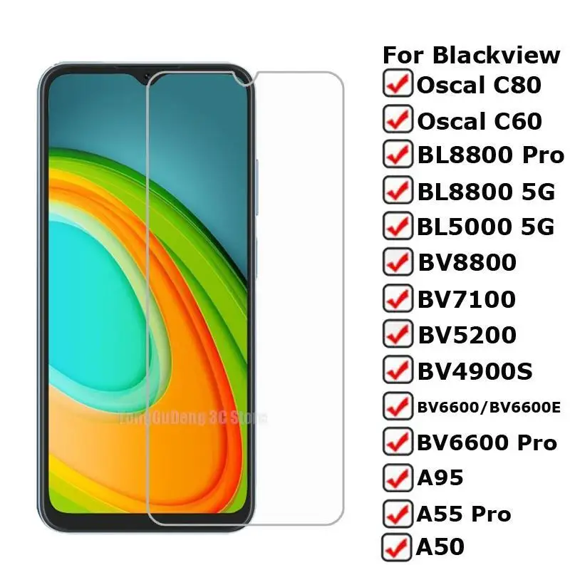 2-1PCS Glass on Blackview BL8800 Pro BV8800 BV7100 BV5200 BV6600E BV4900S Pro Glass Blackview Oscal C80 C60 A95 A85 A50 A55 Pro