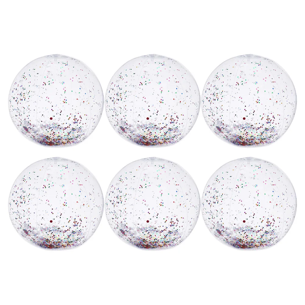 

6Pcs Sequin Inflatable Beach Balls Kids Summer Fun Play Outdoor Family Game Children Ball Playthings Inflatable Beach Ball