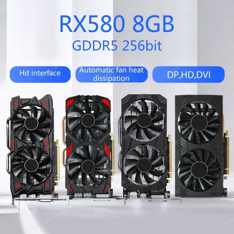 Video Card 580 8Gb 256-Bit GDDR5 DVI Desktop Computer Gaming Graphic Video Card PCI for Rx580