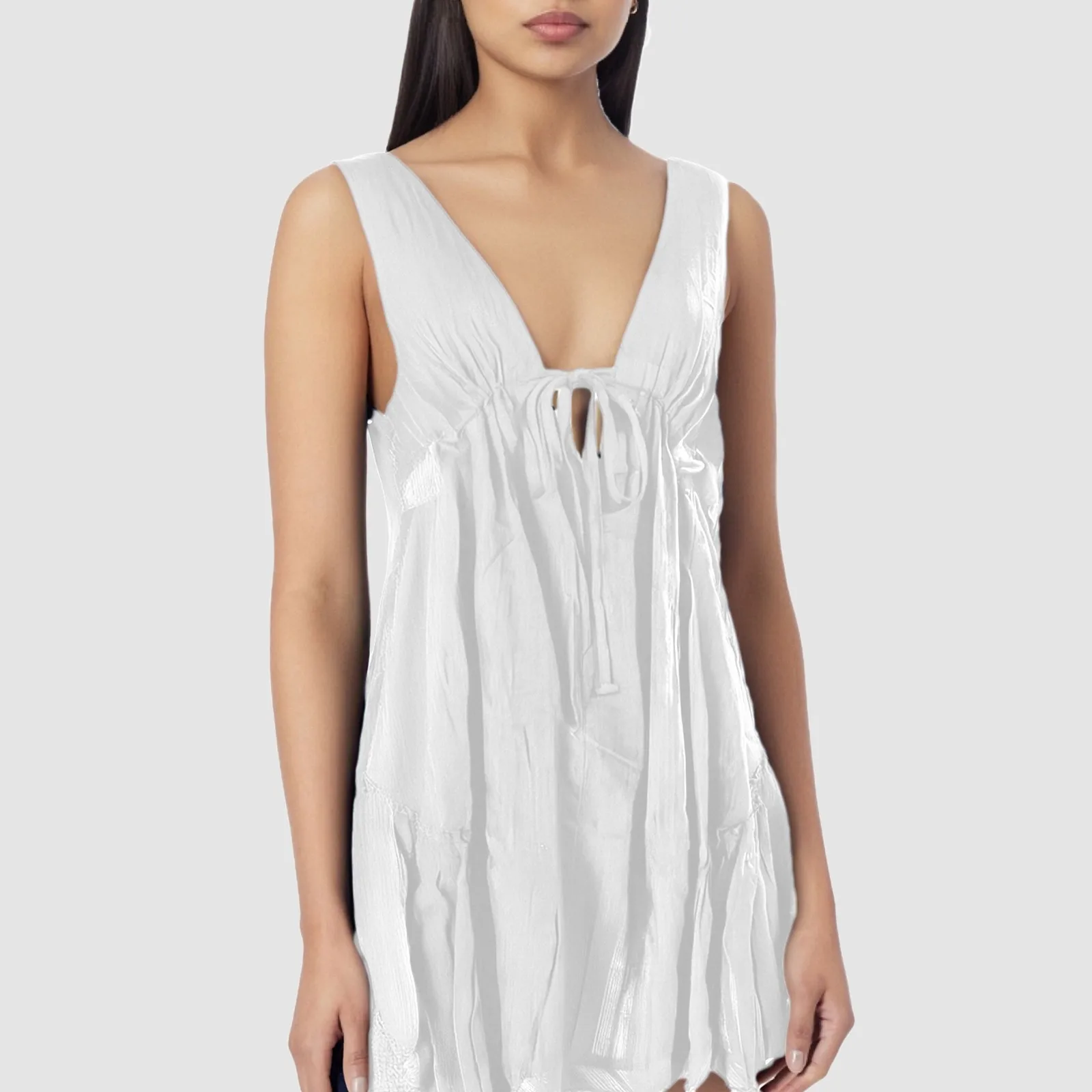 

Summer Beach Dresses Vacation Dresses for Women Deep V Neck Mini Dress Sleeveless Backless A Line Short Dresses 2025
