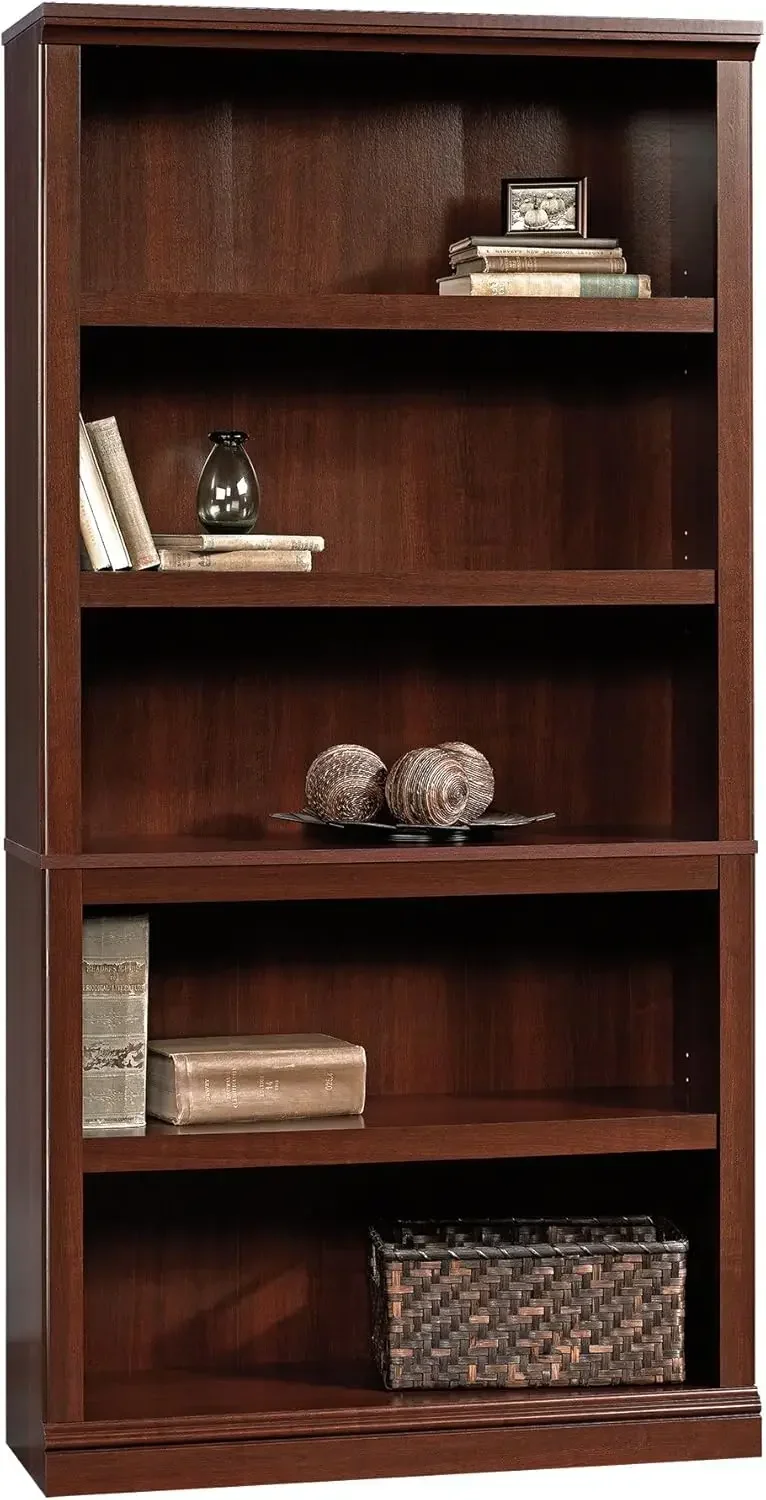 Estante de armazenamento diversos com 5 estantes/prateleira para livros, L: 35,28" x L: 13,23" x A: 69,76", acabamento Select Cherry