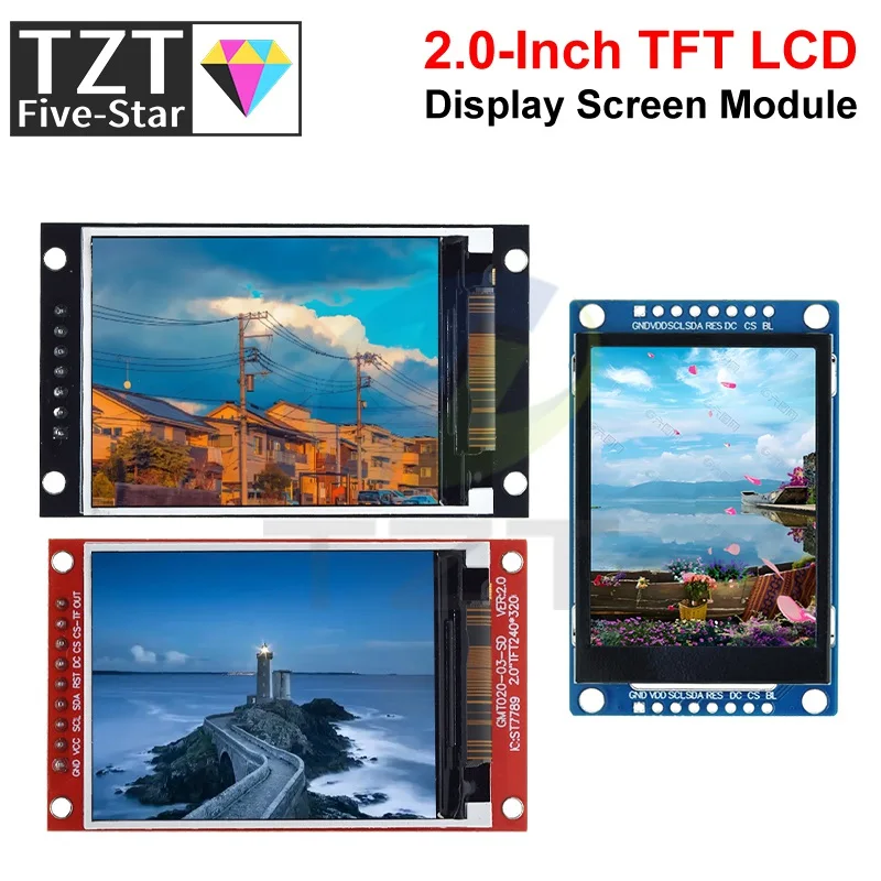 TZT 2.0 inch TFT Display OLED LCD Drive IC ST7789V 240RGBx320 Dot-Matrix SPI Interface for Arduio Full Color LCD Display Module