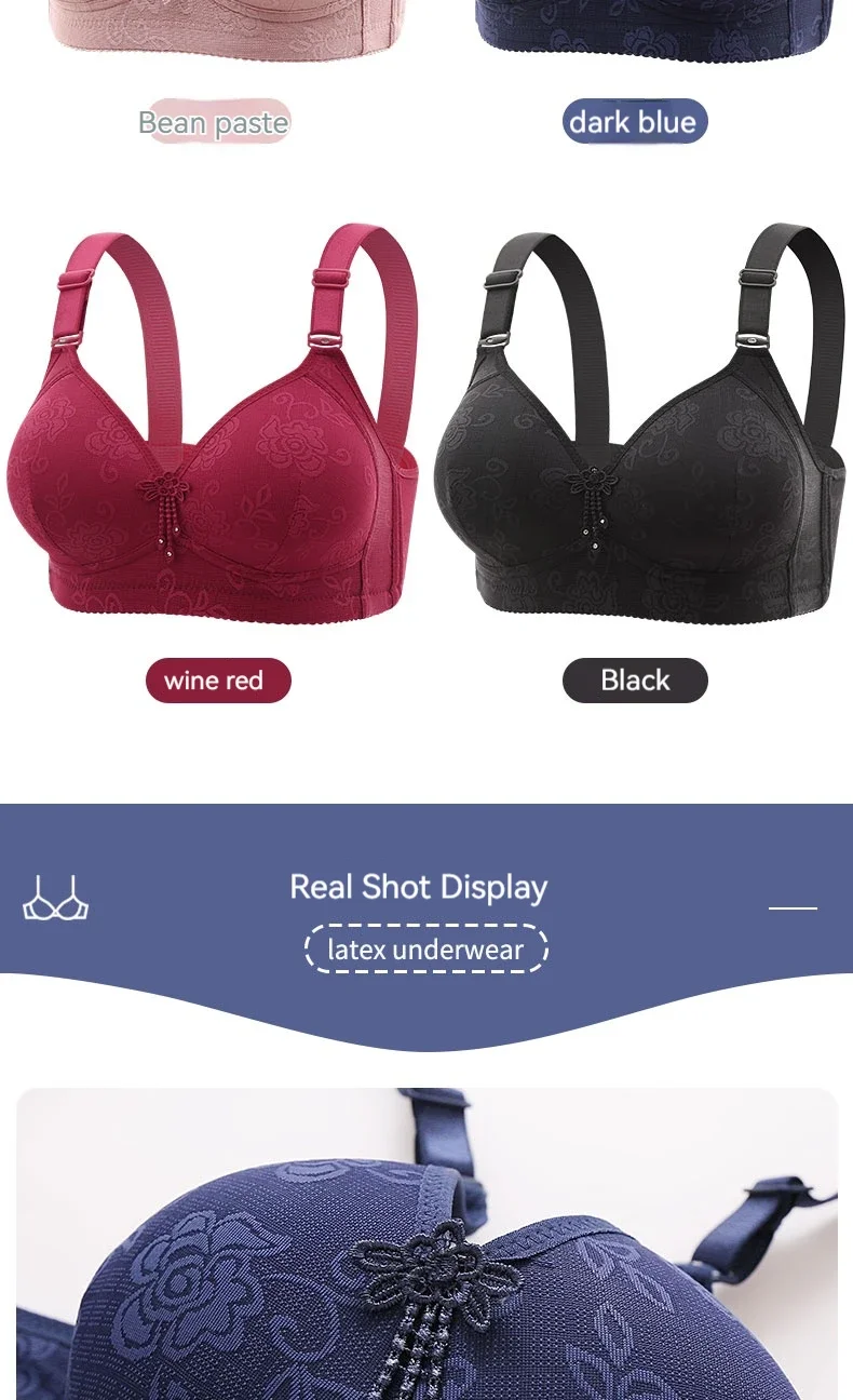 Ladies Ultra-thin Without Steel Ring Fashionable Printing Adjustable Underwear Seamless Breathable Gathering Anti Sagging Bra