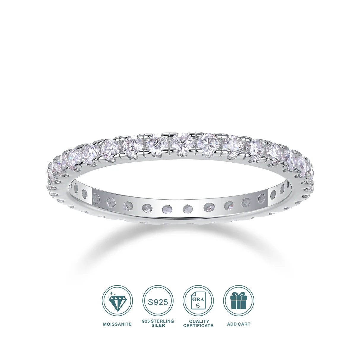 

Кольцо JIUZUAN с муассанитом 1,7 мм, цвет D, из стерлингового серебра 925 пробы, с покрытием из белого золота 18 карат, обручальное/помолвочное кольцо для женщин