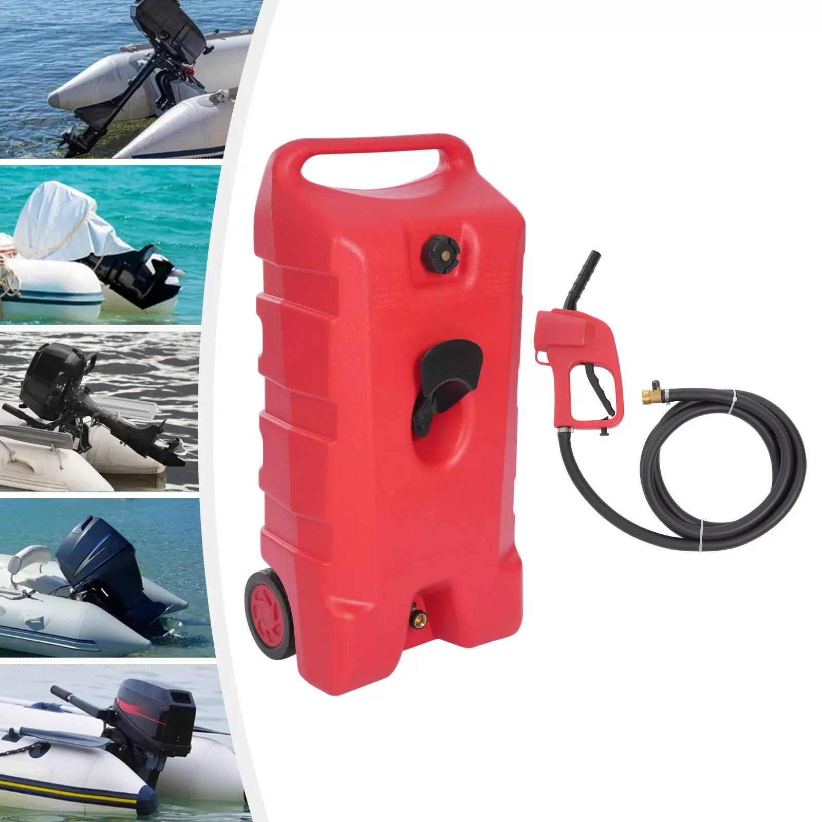 95L 25.1 جالون خزان وقود القارب مع مسدس الوقود في الهواء الطلق الوقود البنزين ل مارينر الأحمر 2 بكرات