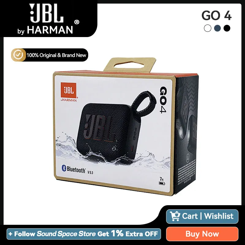 JBL GO 4 Go4 Ultra Portable Bluetooth Speaker JBL Pro Sound with Punchier bass IP67 Multi-Point Connection 7 hours Playtime