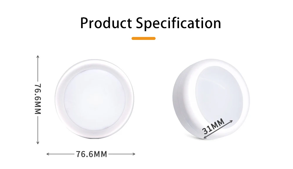 Melery LED Night Light Adhesive Sticker Battery Dimmable Multicolor Cabinet for Bedroom Kitchen Bathroom Drawer Wall Puck Lamp