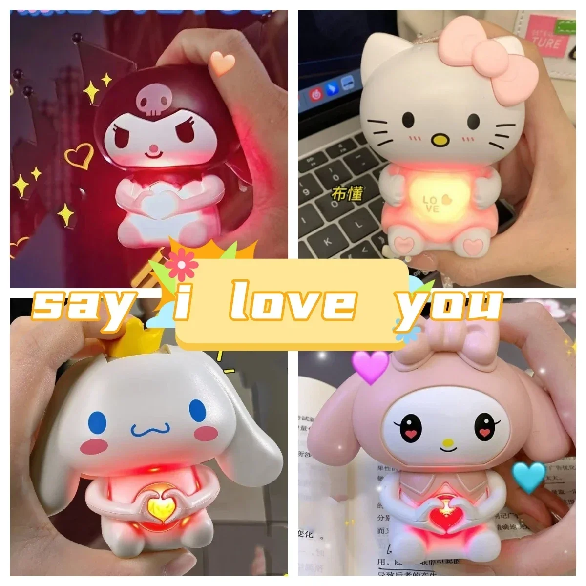 Sanrio Anime Confession Cinnamoroll Talking I Love You Kuromi Hello Kitty Valentine's Confession Gift Luminous Kawaii Sound Toys