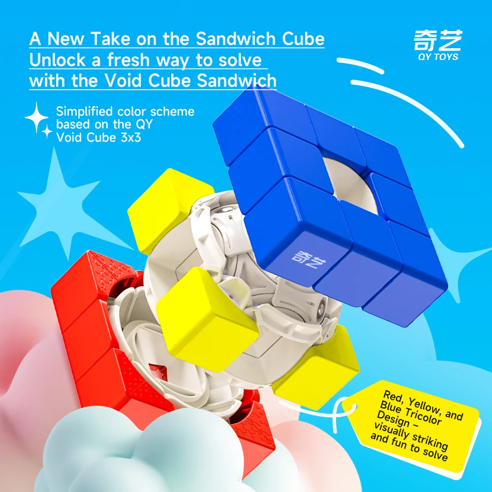 Qiyi cubo vazio sandmich cubo mágico qy cubo oco cubo de velocidade educacional das crianças quebra-cabeça brinquedos presente do miúdo
