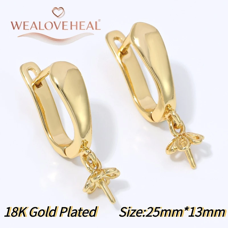 schmuckherstellung zubehör, 18K Vergoldete Messing-Ohrringhaken mit 4 Herzen und Blumen, Glücksbringende Herzförmige Ohrhaken für DIY Schmuckherstellung – Detail 23