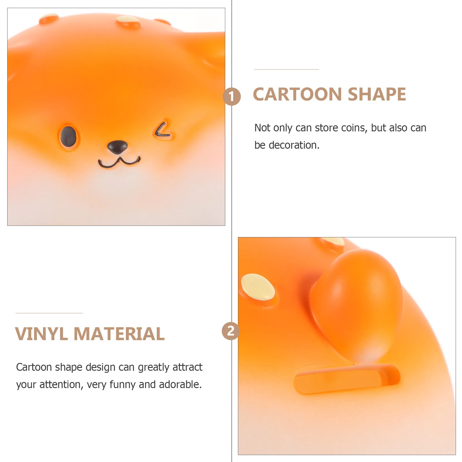 

Lovely Vinyl Saving Jar with Cartoon Design Anti-Fall Coin Bank for Home Use Cute Money Holder for Bedroom Living Room