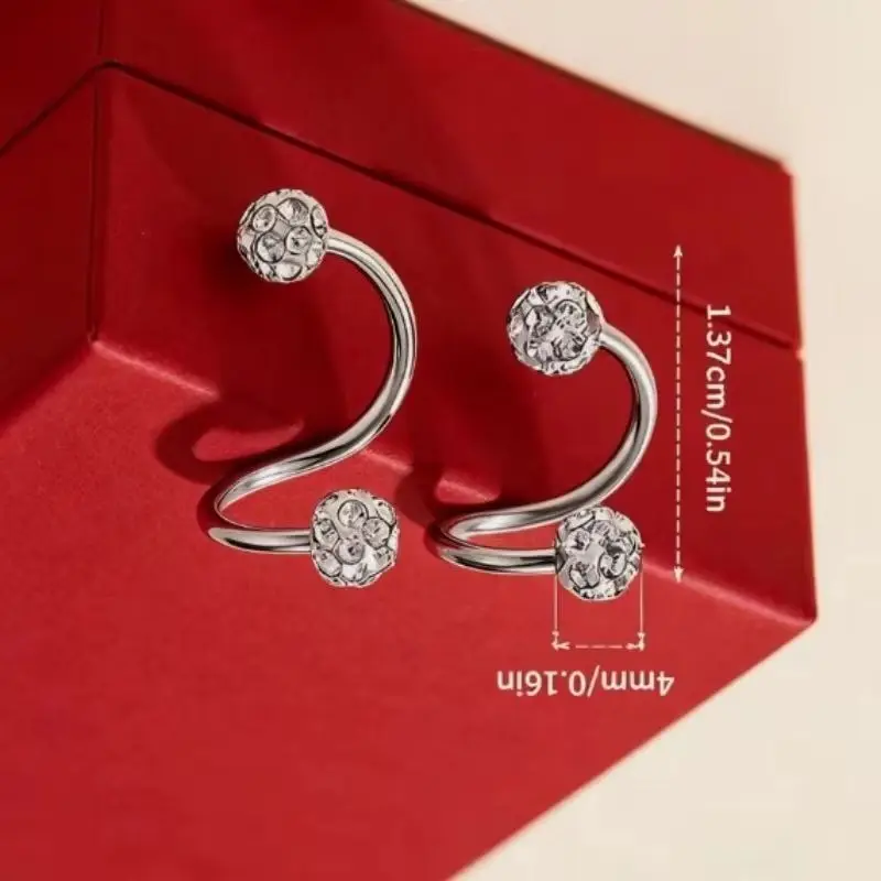 2026 Fashion Luxurious Spherical Earrings for Women with Screw Style S-Shaped Earrings Suitable for Daily Wear