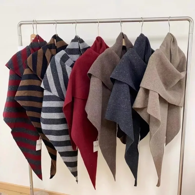 

Шаль из чистой шерсти, увеличенный осенне-зимний новый стиль, теплый высококачественный треугольный шарф, вязаный шарф для женщин, роскошный