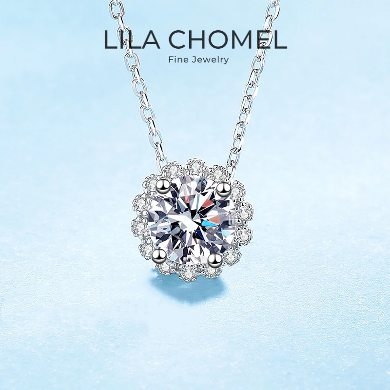 

Женское свадебное ожерелье из белого золота 18 карат для жены на День святого Валентина, 1 карат VVS D, цвет, муассанит, бриллиант PT950, платина, подарок на день рождения для девочек