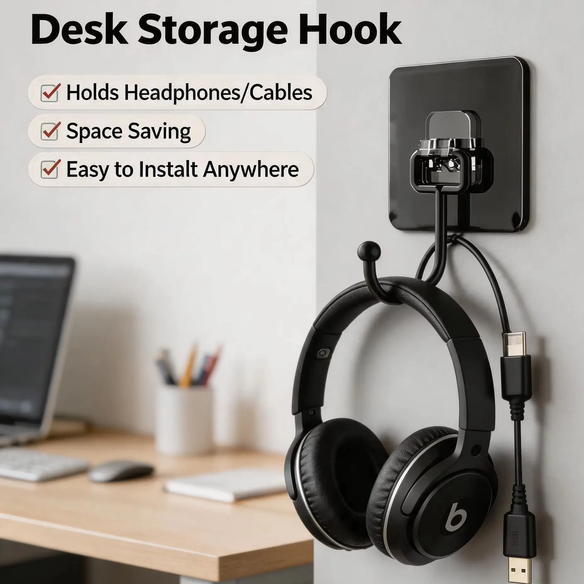 5/15 Pcs Self Adhesive Hooks Rotating Waterproof Strong Hook Holder Wall Door Storage Hanging Hooks Kitchen Bathroom Organizer