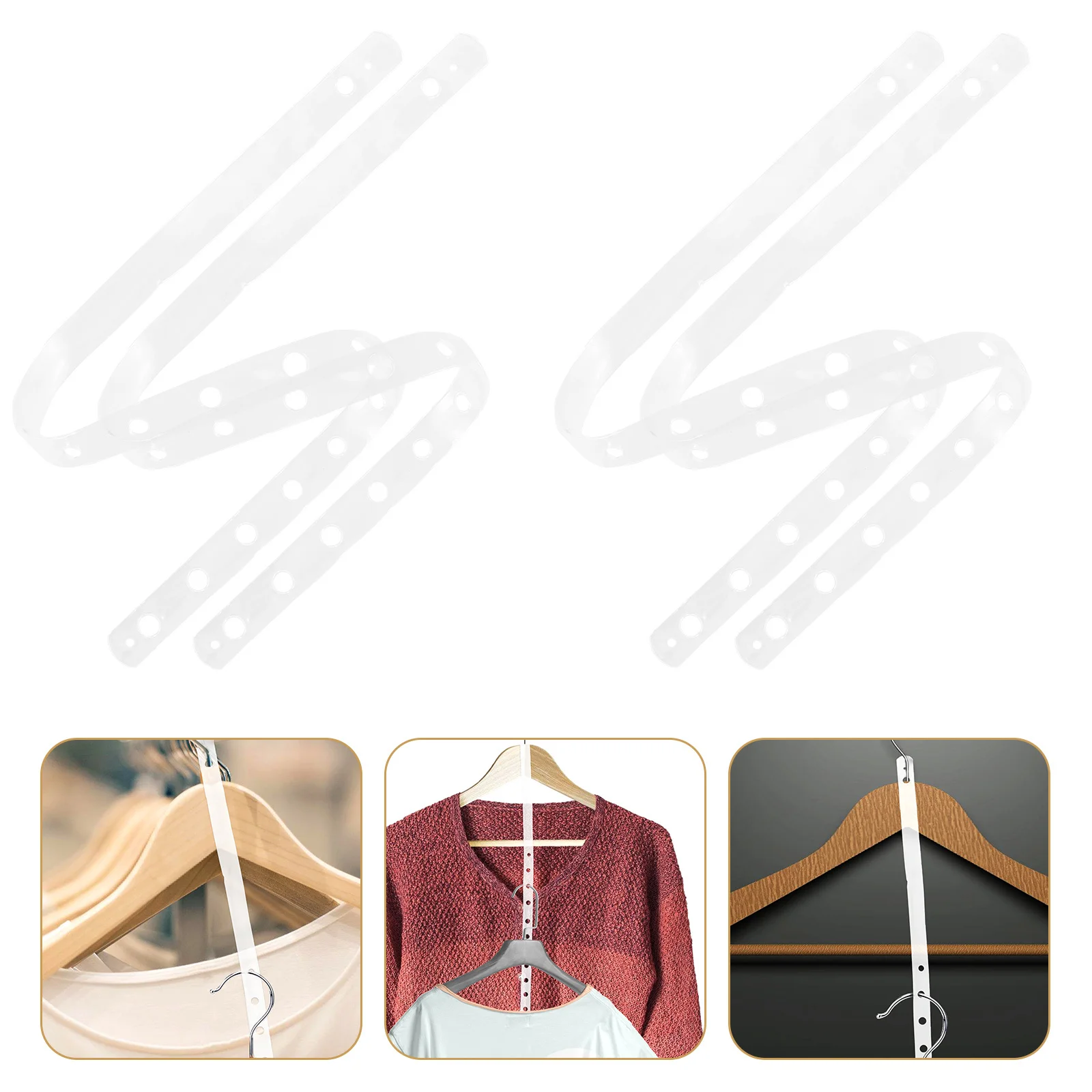 

20Pcs Transparent Plastic Hanger Connector Strips Stable Non-Slip Clothes Connector Closet Organizer Display Strips Wardrobe