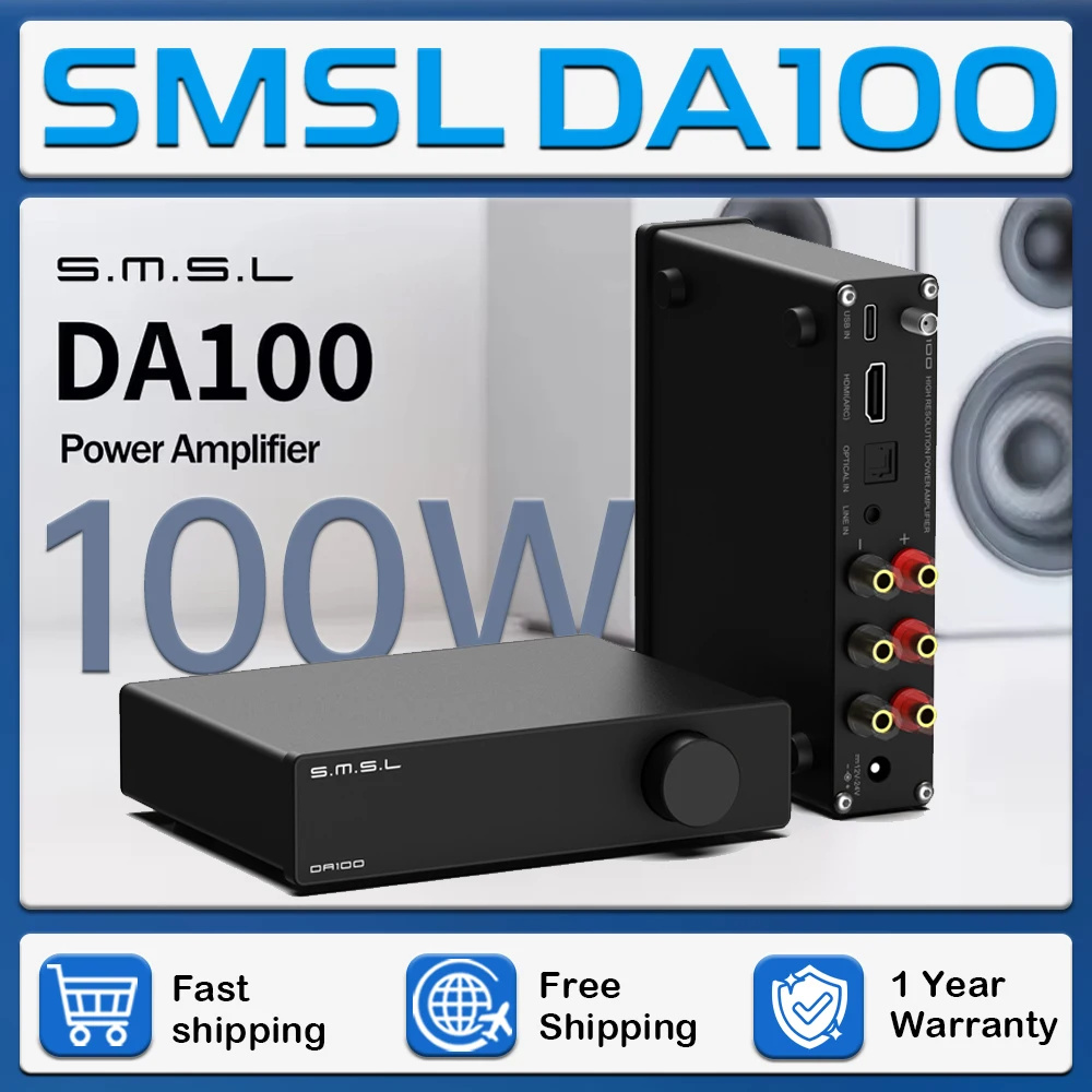 SMSL DA100 パワーアンプ TAS5827x2 チップ搭載 HDMI ARC Bluetooth5.3