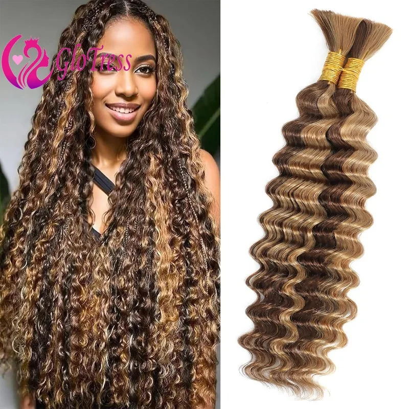 

Человеческие плетеные волосы для косичек в стиле бохо, 2 шт., 100 г, 16-26 дюймов, 12 А, глубокая волна, объемные человеческие волосы в богемном стиле для плетения без узлов P4/27