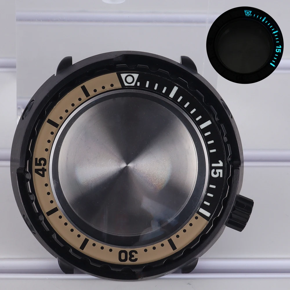 47mm Modifiziertes Taucheruhrengehäuse mit Leuchtlünette für Seiko NH35 NH36 NH34 NH38 4R36 Automatikwerk Tuna Can Mod 200M Wasserdicht – Detail 2