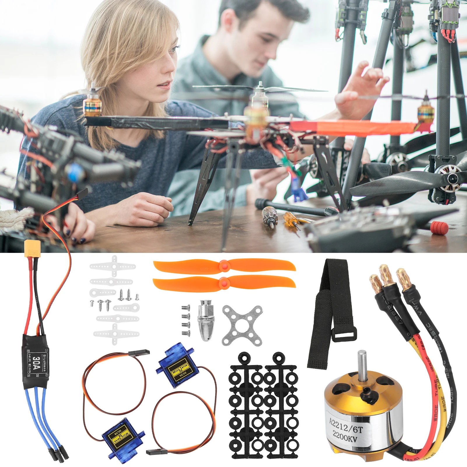 

RC Aircraft Accessory RC Aircraft Propeller RC Remote Control Aircraft 2212 KV2200 Motor 6035 Propeller Servo 30A ESC XT60 Set