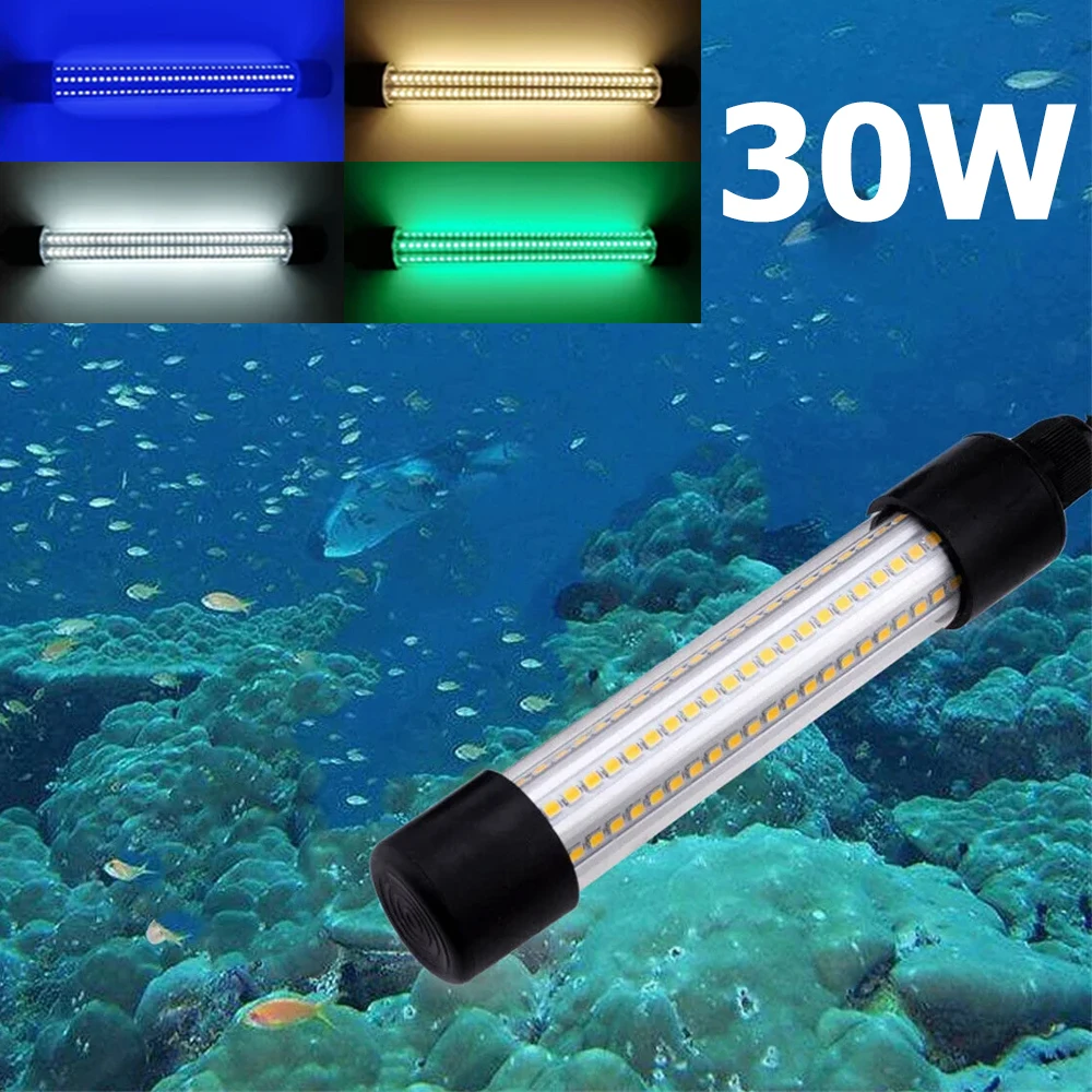 

Waterproof LED Fishing Lure Light 2000LM 30W Ultra Bright Underwater Fish Attracting Lamp Green Blue Green Cool Warm White 12V