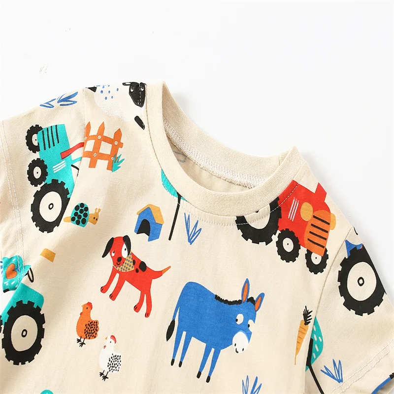 Jumping Meters 2-7T Kids T Shirts With Animals Short Sleeve Summer Baby Clothes Fashion Baby Shirts Tops Kids Wear