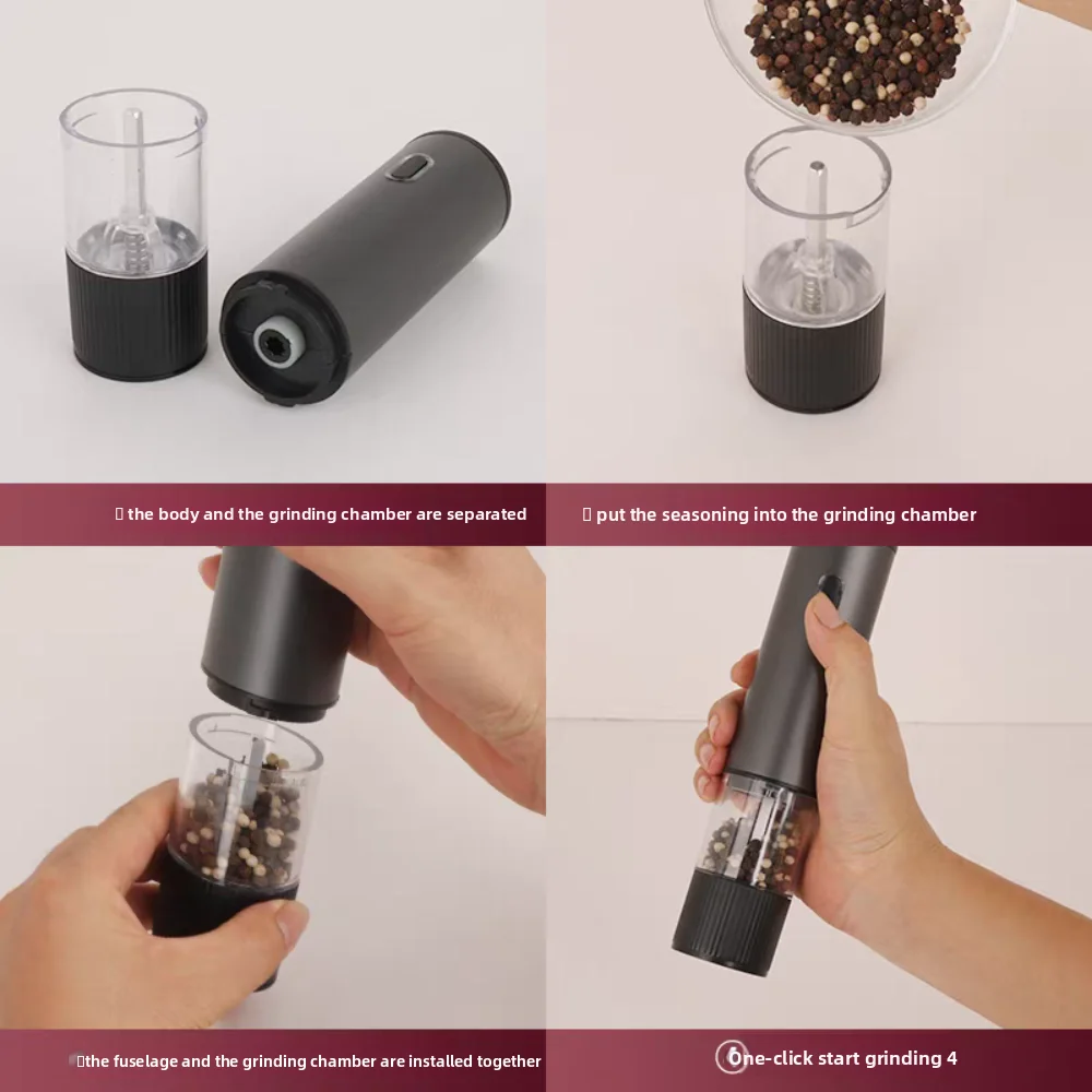 Adjustable Coarseness Electric Salt Grinder Ceramic Core One Click Start Automatic Spices Grinder Large Capacity
