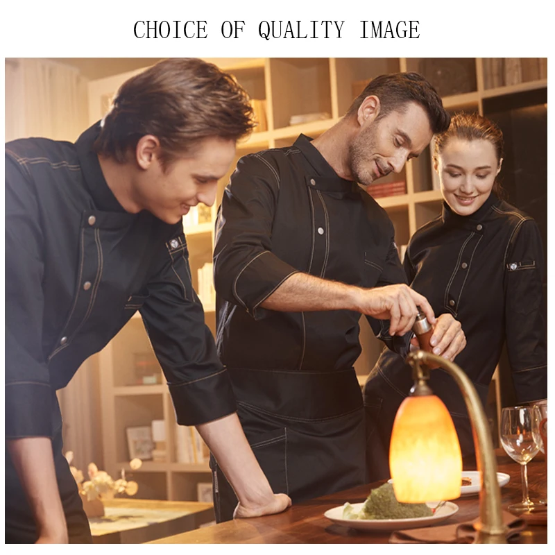 Long Sleeve Chef Costume Hotel Men's Kitchen Jacket Restaurant Kitchen Uniform Cafe Waiter Coat Bakery Women's Work Clothes